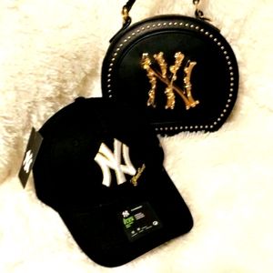 Black NY cap and purse